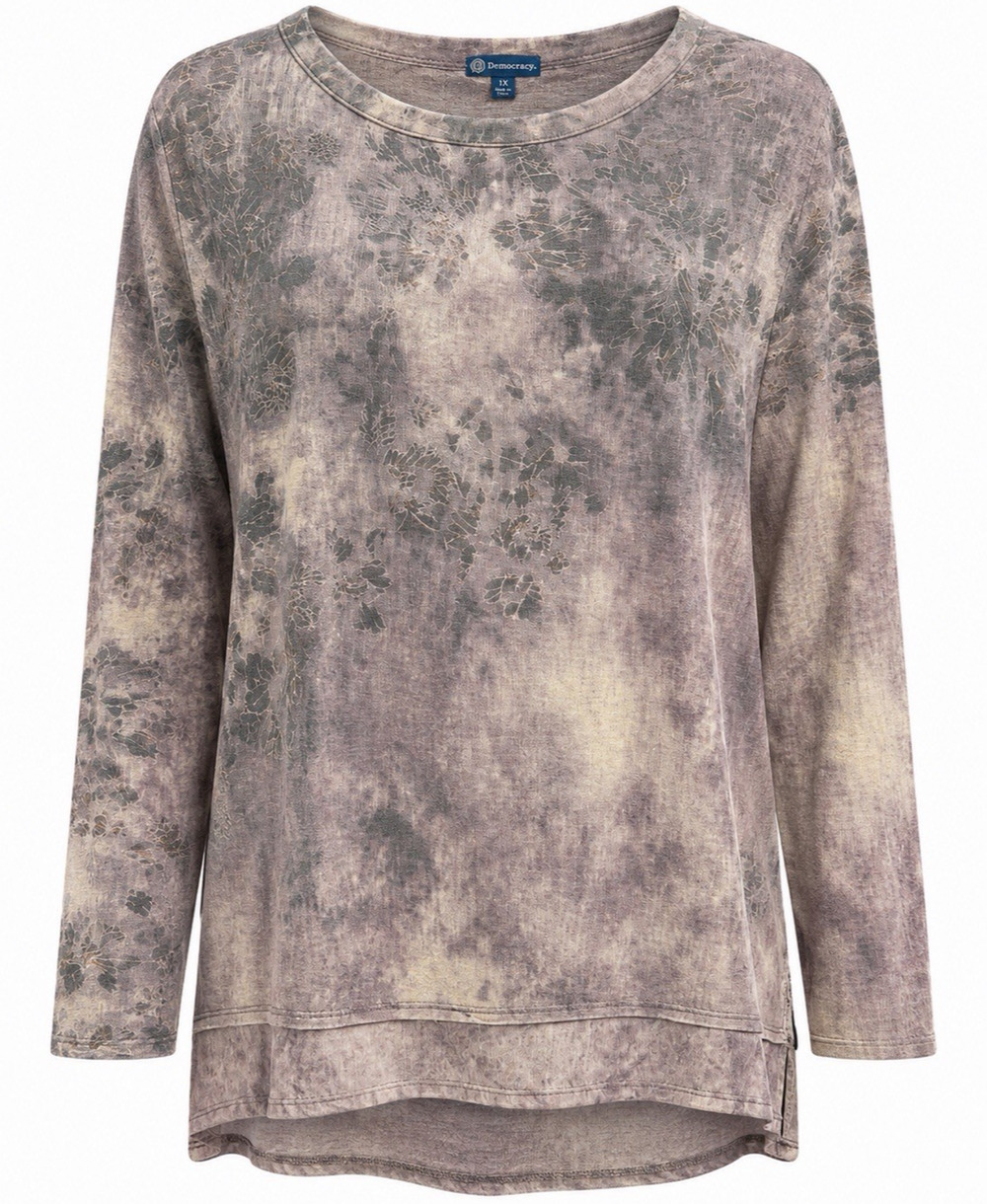 NWT $64 Democracy Womens Plus 1X Soft Lightweight Long Sleeve Rayon Blend Top